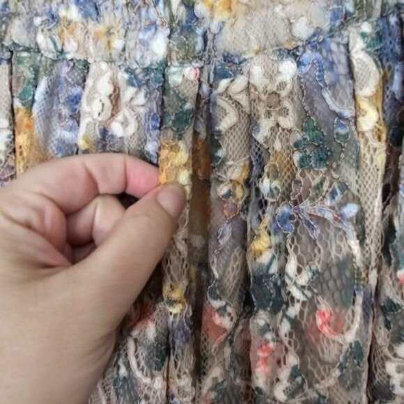 Zara Woman Pastel Lace Floral Pleated Midi Skirt Medium - Picture 5 of 6